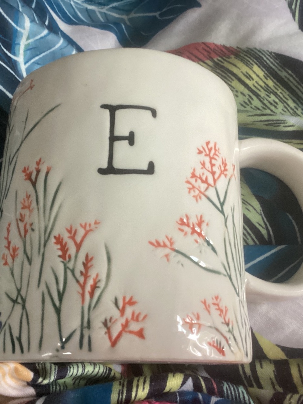 Brand new Anthropology coffee mug letter E